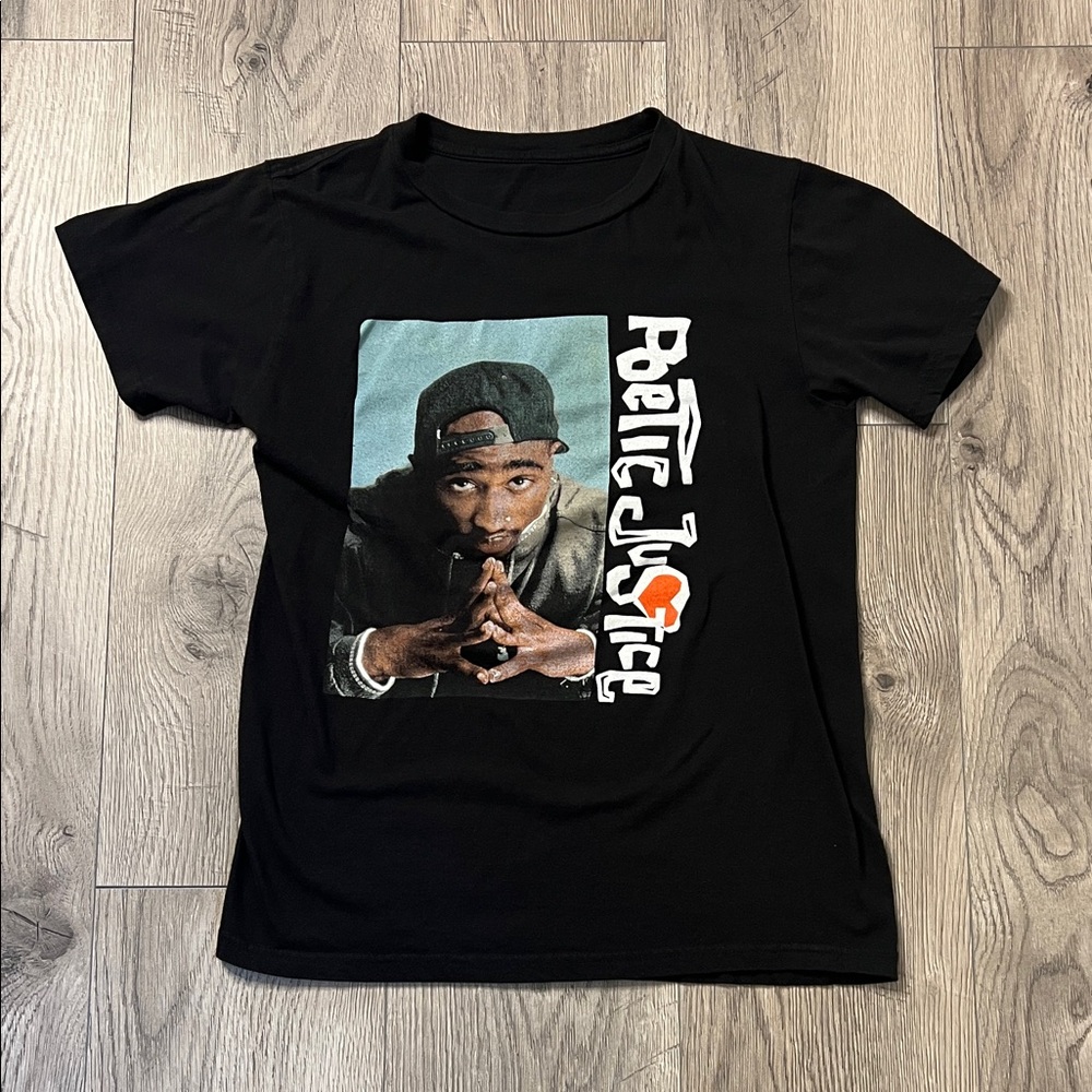 Black Poetic Justice Graphic T-Shirt featuring Tupac.
